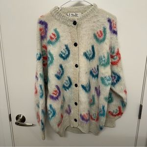100% Alpaca Wool Patterned Button Down Cardigan Sweater